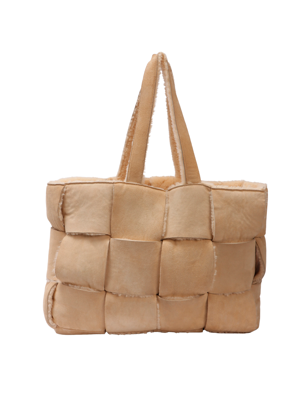 LARGE INTRECCIATO SHEARLING ARCO TOTE