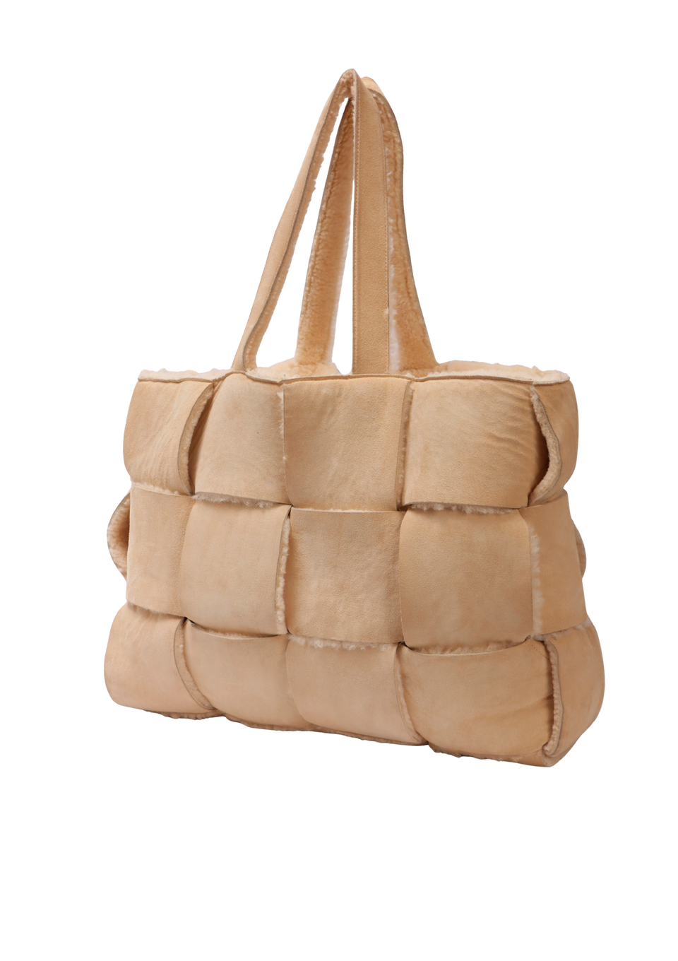 LARGE INTRECCIATO SHEARLING ARCO TOTE