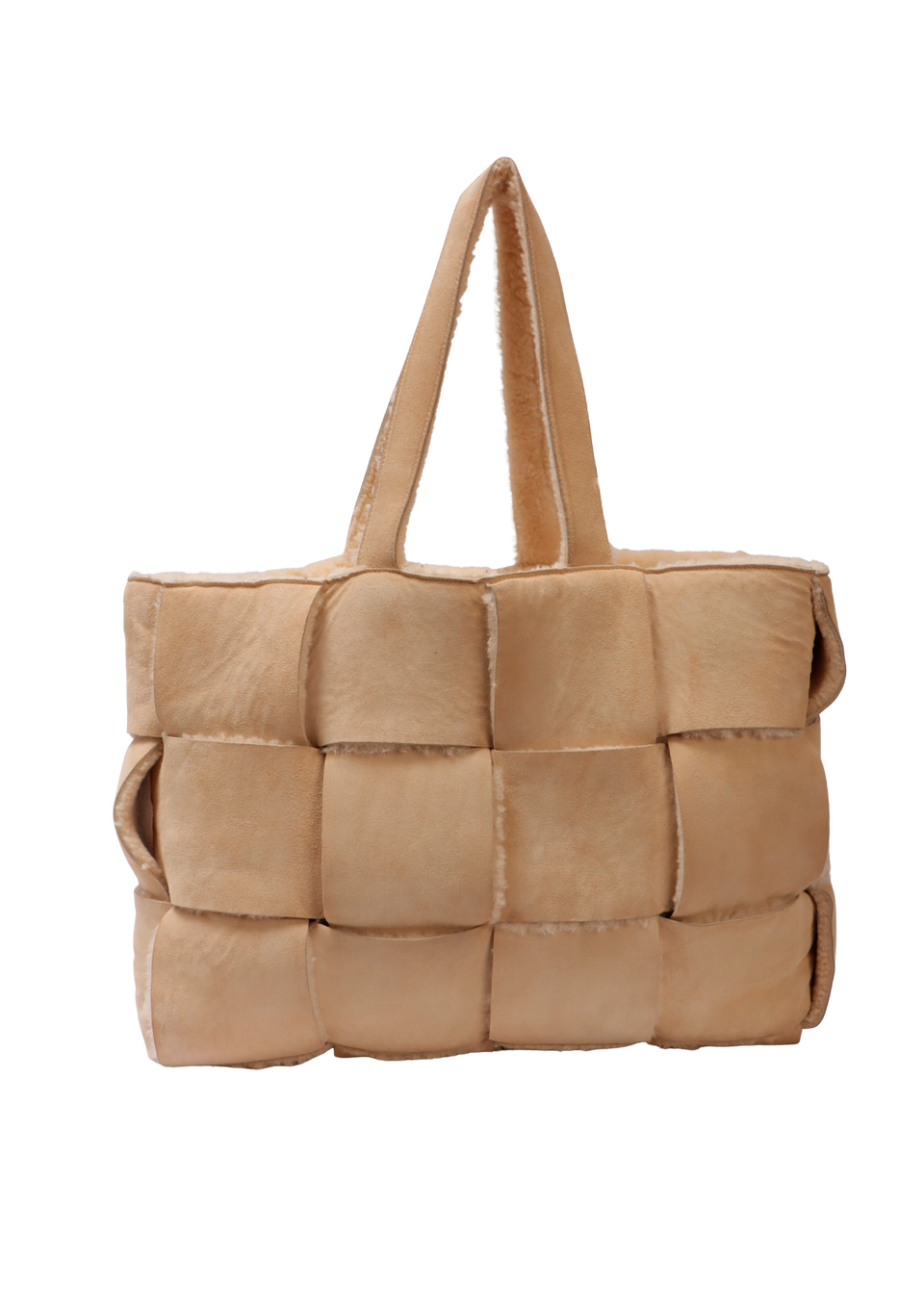 LARGE INTRECCIATO SHEARLING ARCO TOTE
