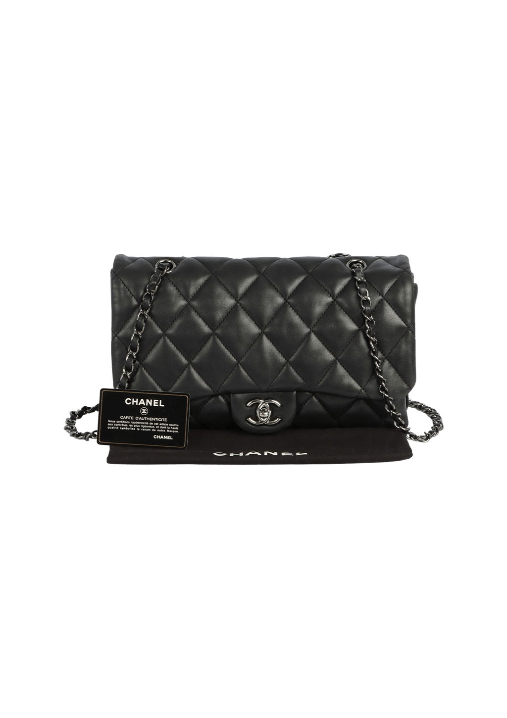 BOLSA CHANEL JUMBO 3 ACCORDION FLAP LAMBSKIN PRETO ORIGINAL Gringa