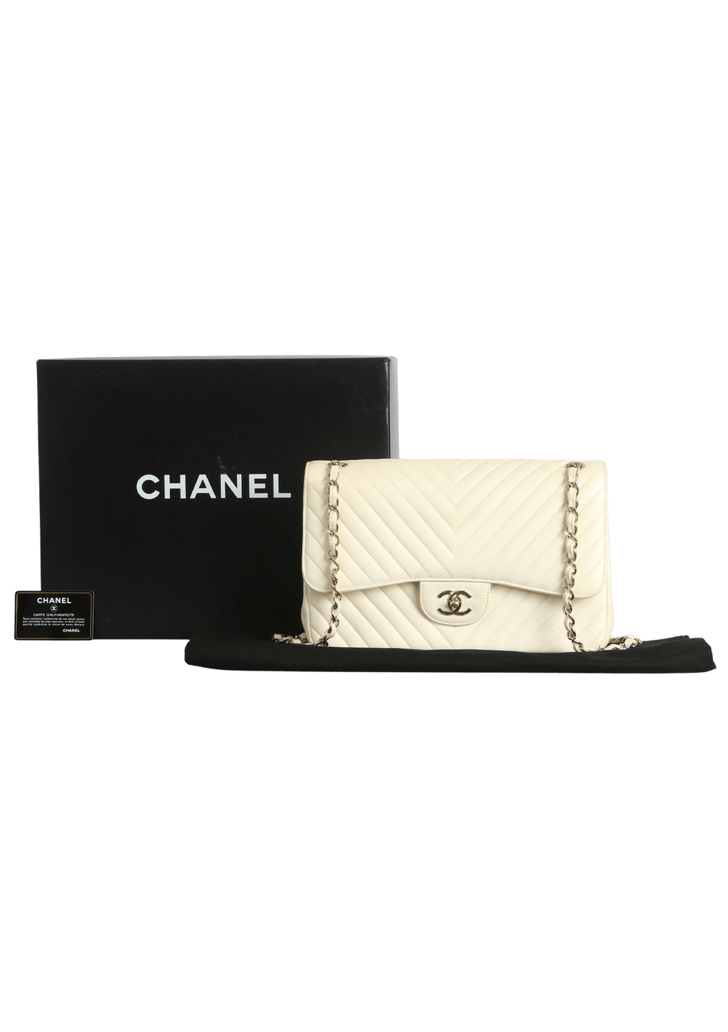 BOLSA CHANEL JUMBO CLASSIC DOUBLE FLAP LAMBSKIN OFF WHITE ORIGINAL Gringa