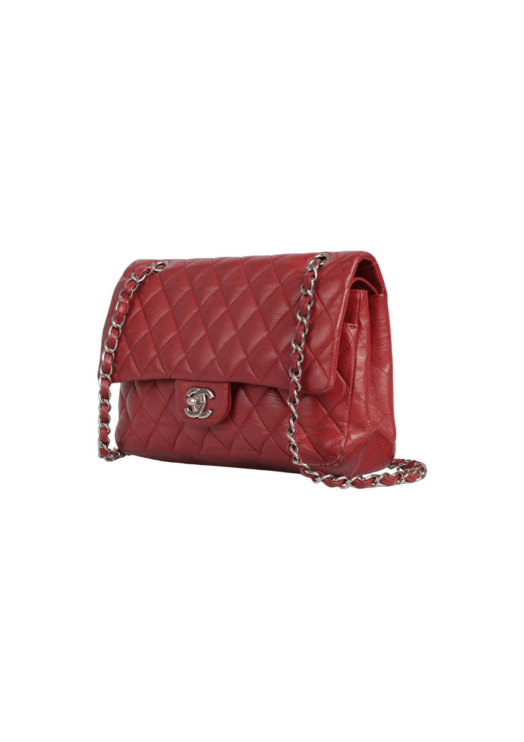 BOLSA CHANEL MEDIUM CLASSIC DOUBLE FLAP CAVIAR VERMELHO ORIGINAL Gringa