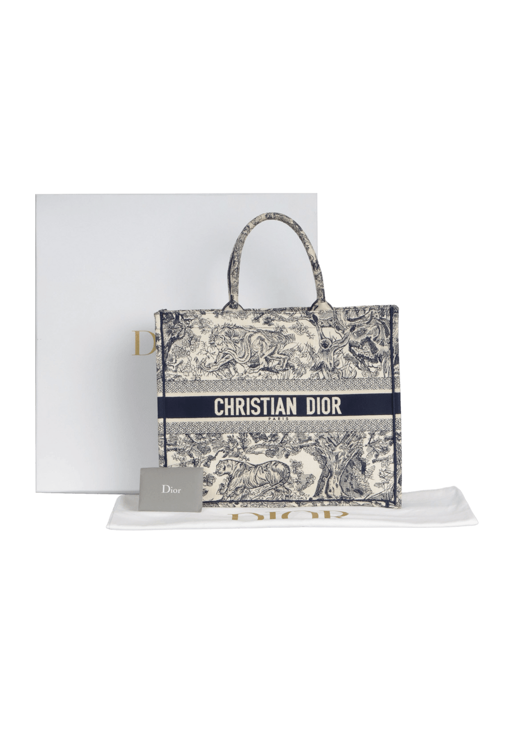 Christian Dior Book Toile de Jouy Canvas Tote Bag