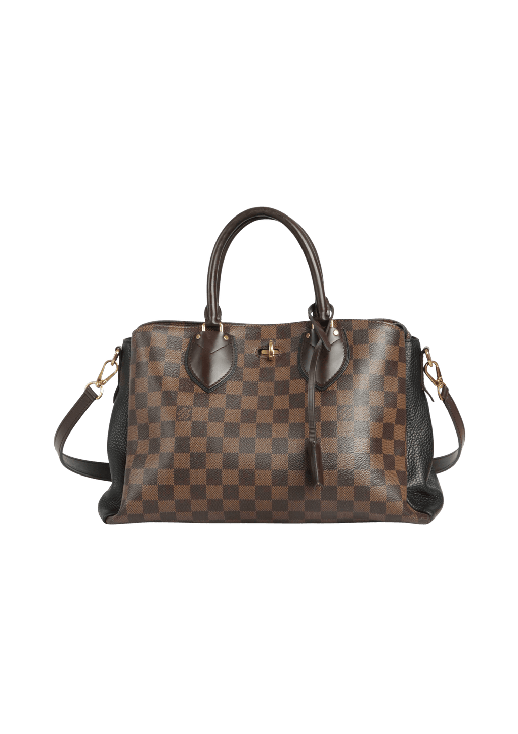 Brown Louis Vuitton Damier Ebene Shearling Normandy Bag