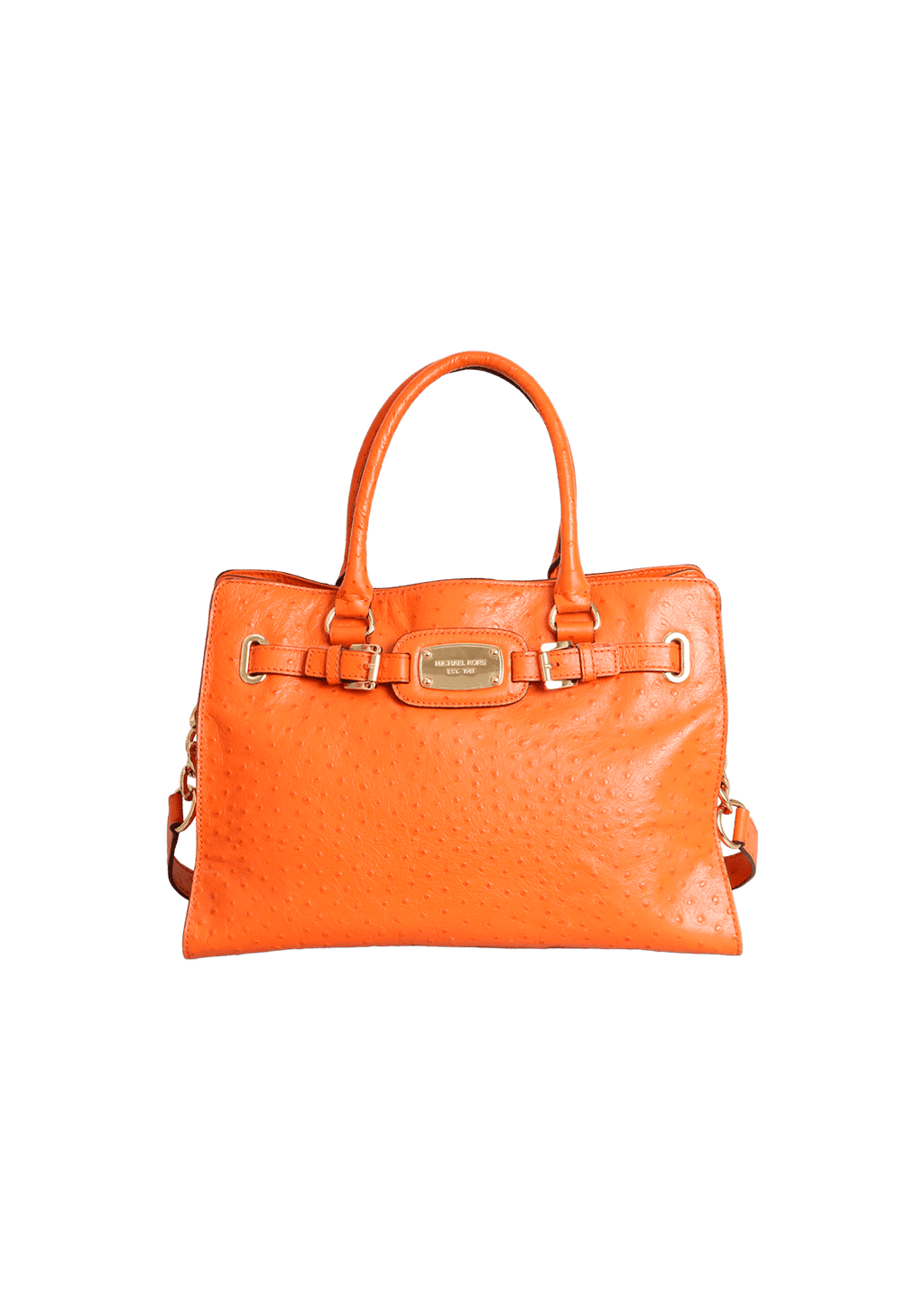 BOLSA MICHAEL KORS OSTRICH HAMILTON EAST WEST BAG LARANJA ORIGINAL