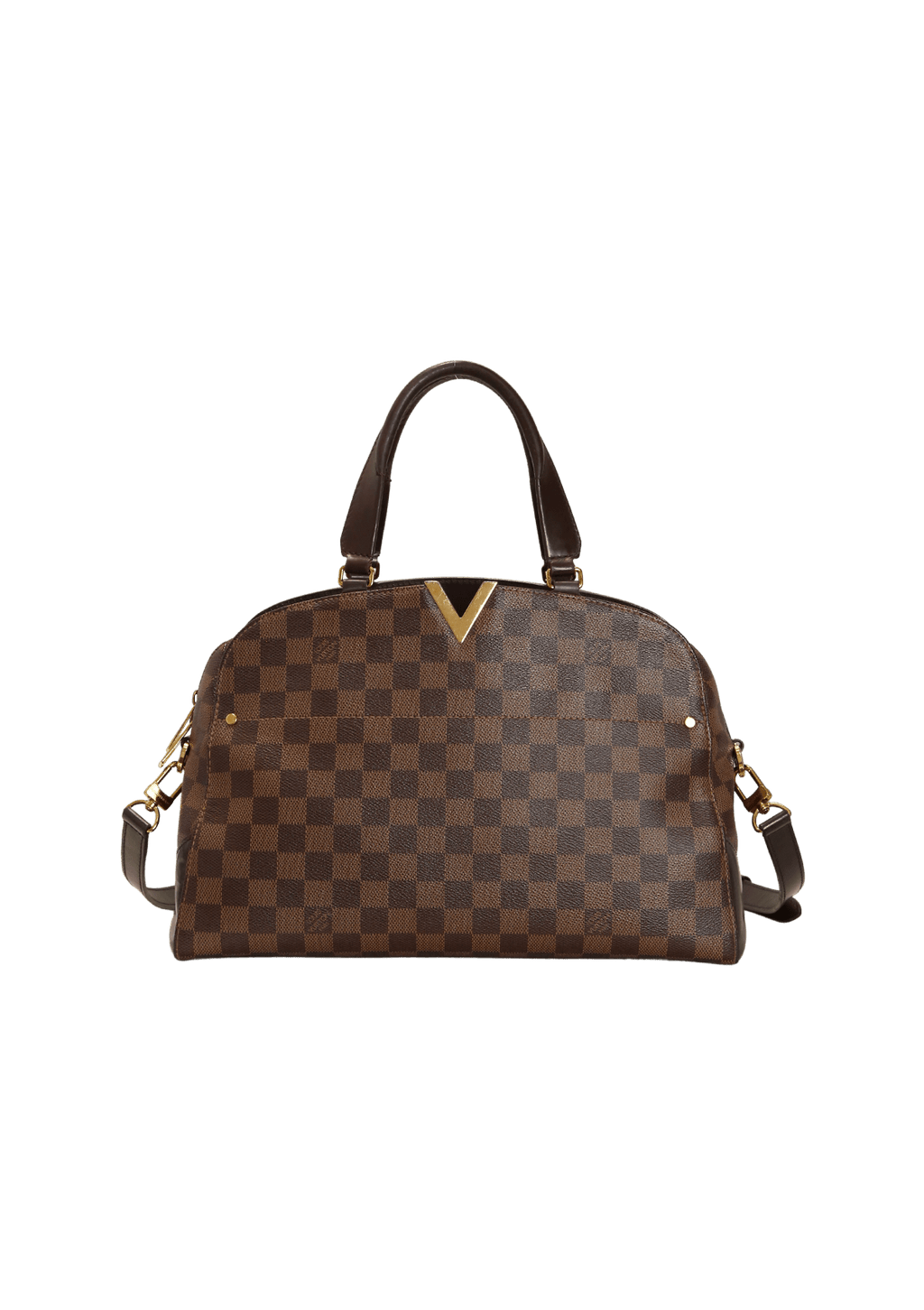 LOUIS VUITTON KENSINGTON BOWLING DAMIER EBENE SHOULDER HANDBAG BROWN-DD5545  