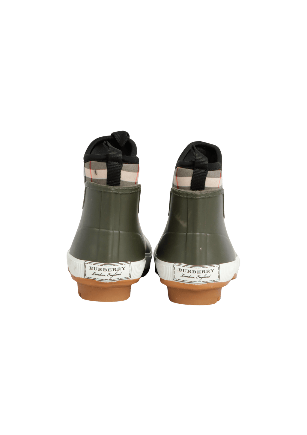 BOTA BURBERRY ANKLE RAIN BOOTS VERDE 31 ORIGINAL Gringa