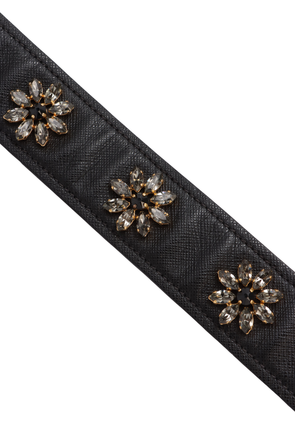 LEATHER CRYSTAL FLOWER STRAP