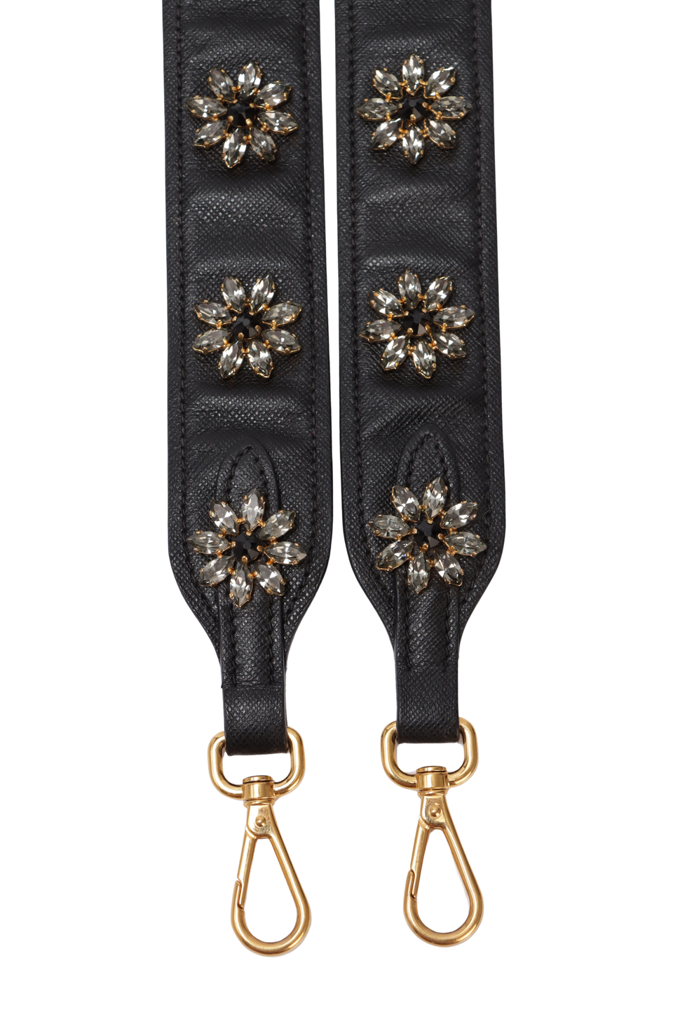 LEATHER CRYSTAL FLOWER STRAP