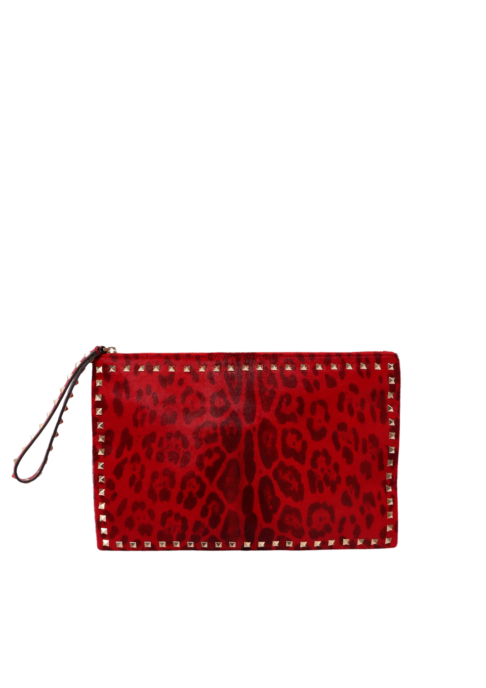 CALF HAIR LEOPARD ROCKSTUD WRISTLET CLUTCH