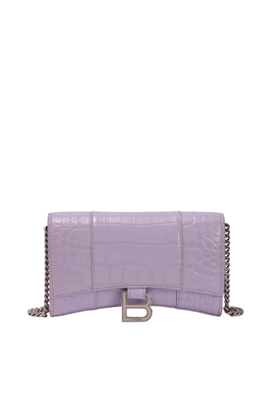 HOURGLASS WALLET ON CHAIN CROCODILE EMBOSSED