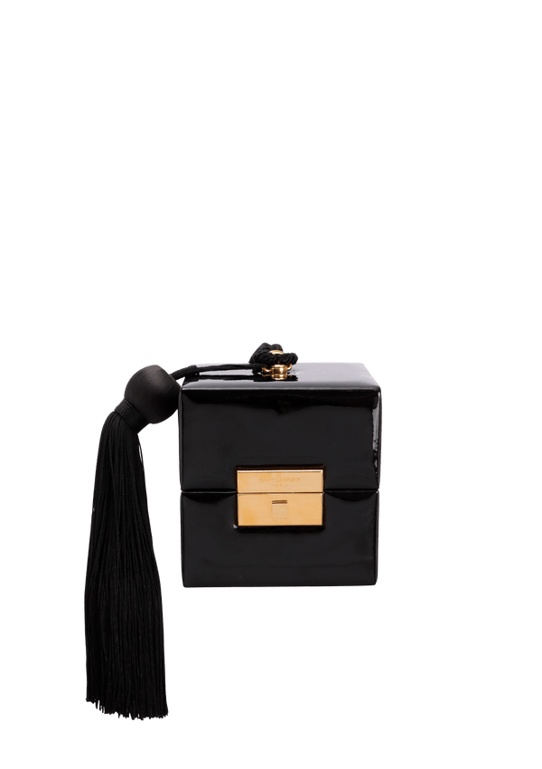 PATENT LEATHER BOX CUBE BAG