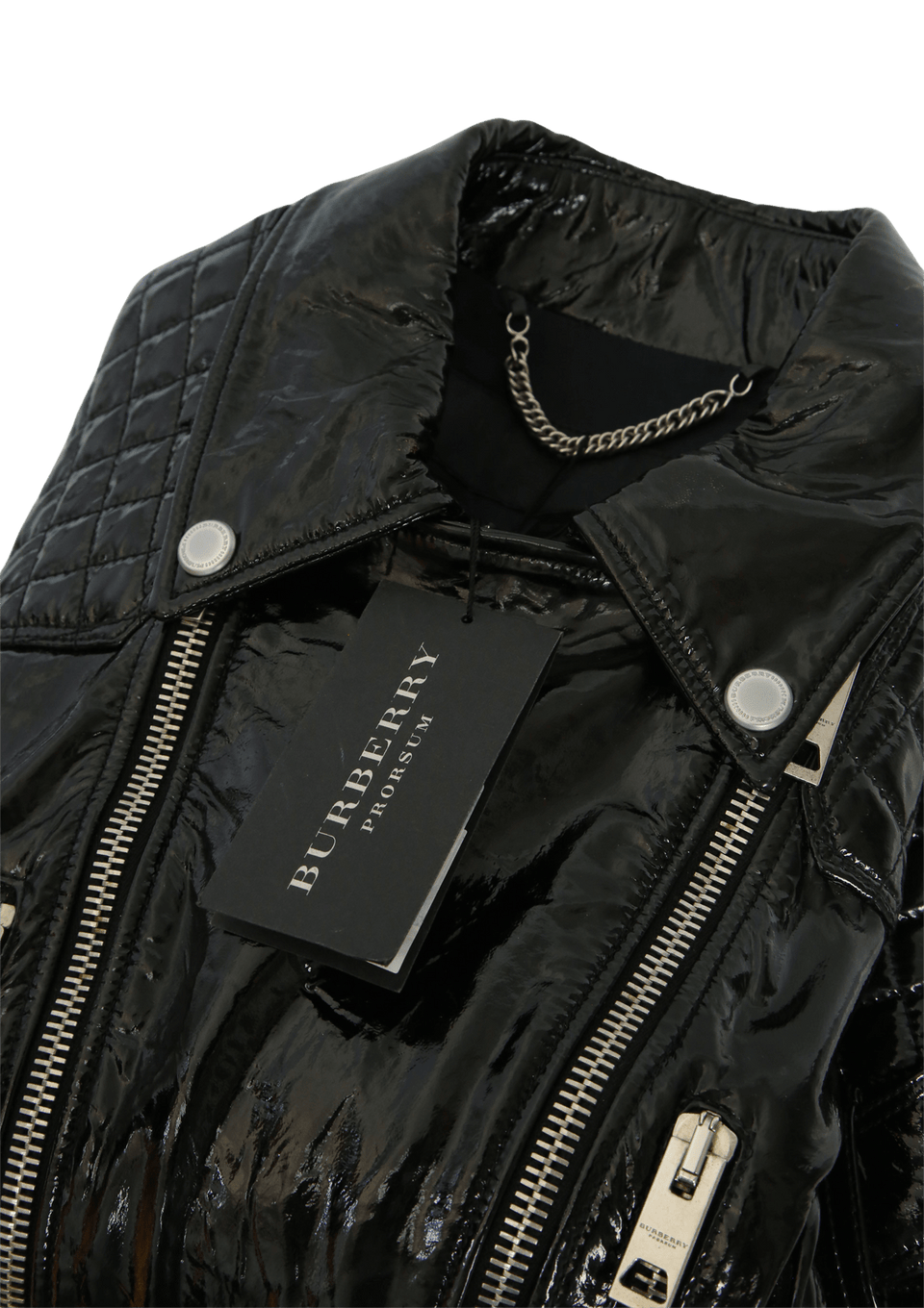 PANTENT BELTED BIKER JACKET 42
