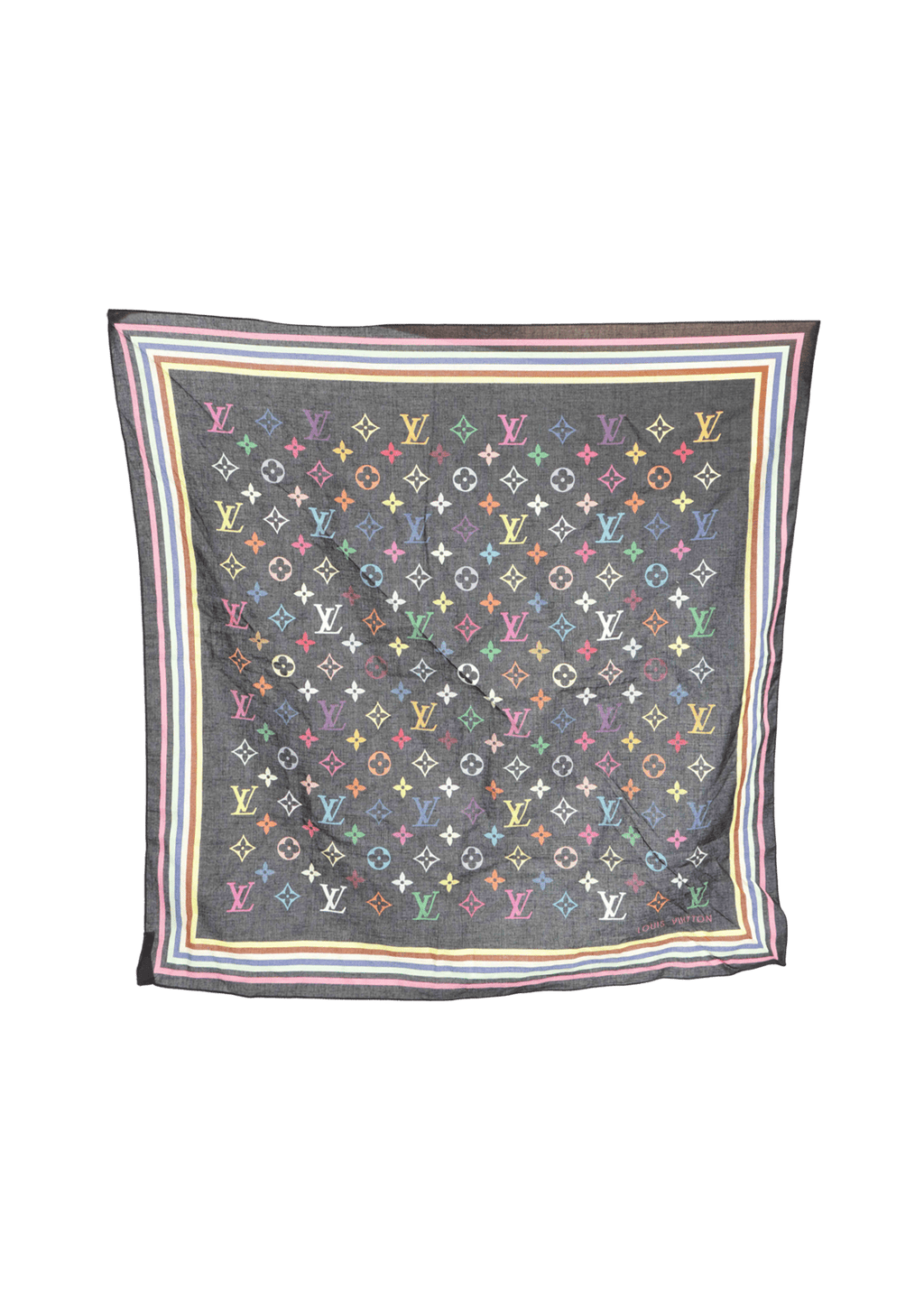 Louis Vuitton Multicolore Monogram Pattern Bandana - Black Scarves