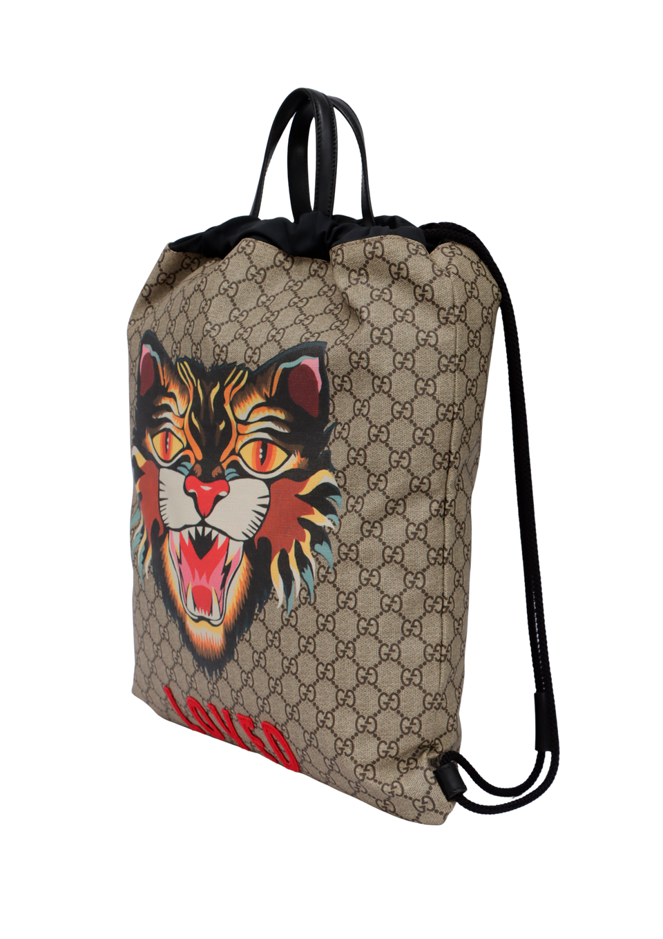 GG SUPREME ANGRY CAT DRAWSTRING BACKPACK