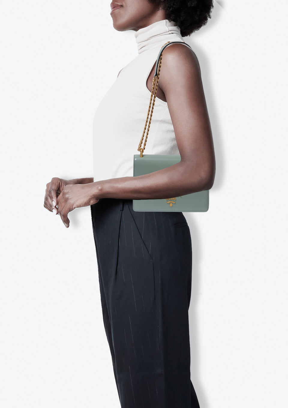 SAFFIANO LOGO FLAP BAG