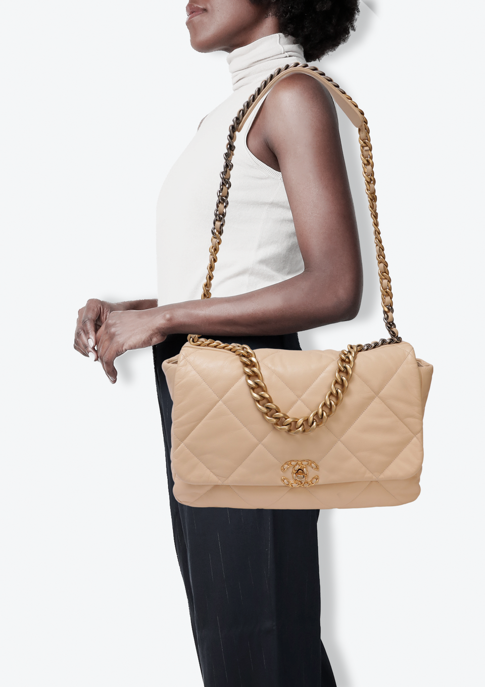 MAXI 19 FLAP BAG GOATSKIN