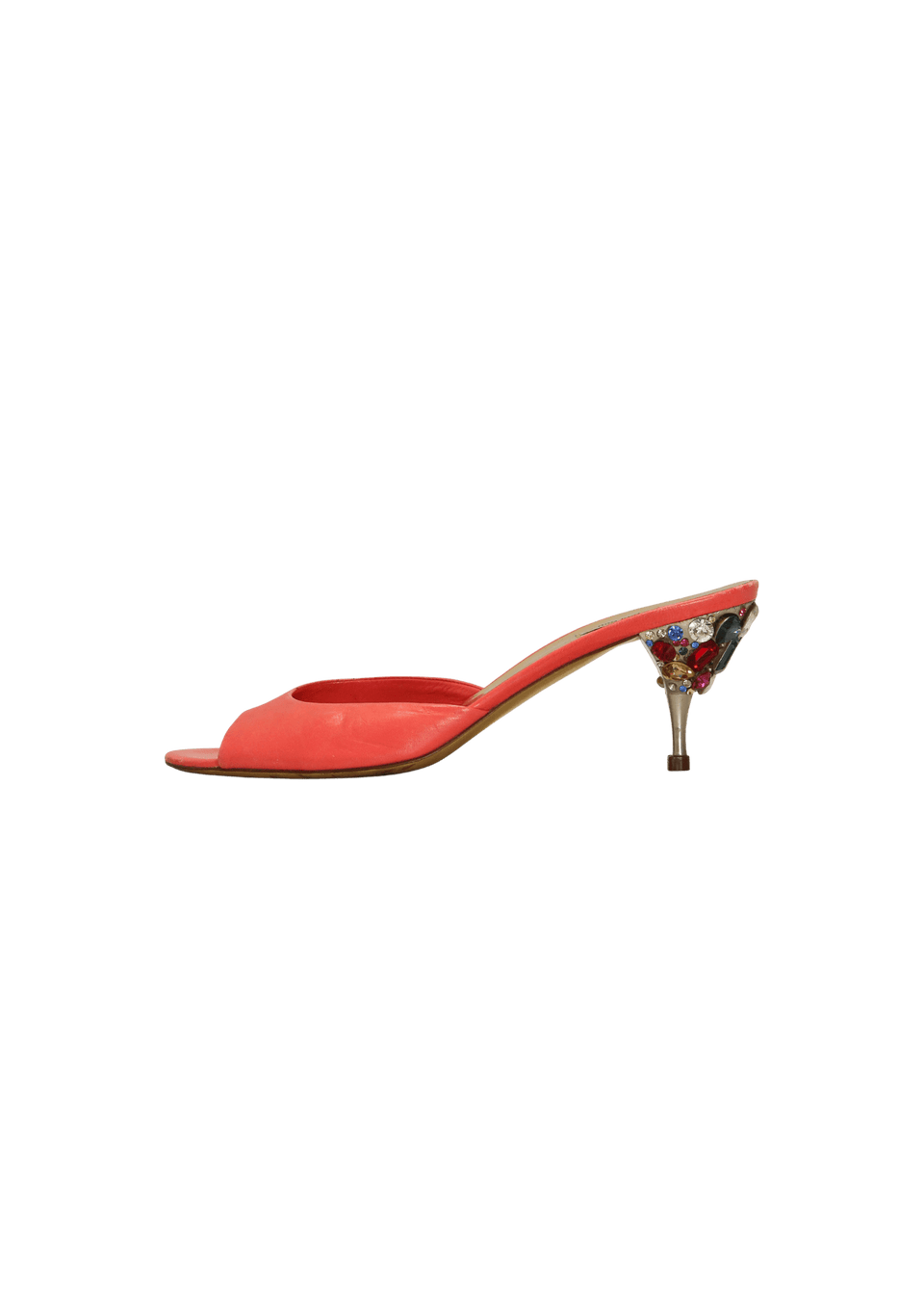 LEATHER CRYSTAL MULES 38.5
