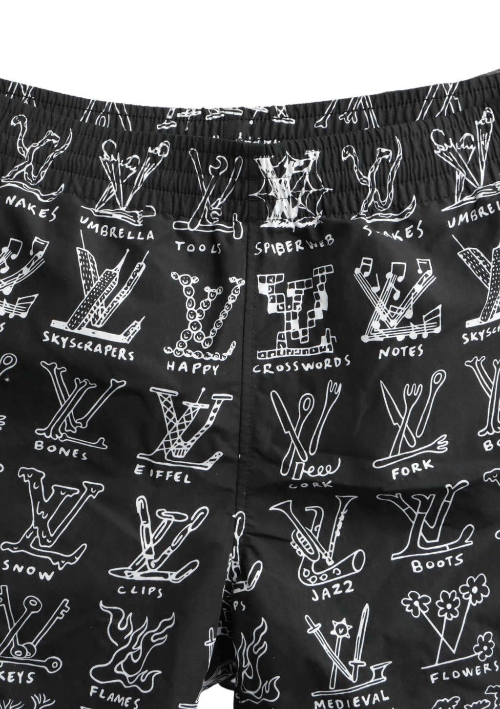 Louis Vuitton Monogram Stencil-Effect Monogram Shorts 2022-23FW, Black, 38