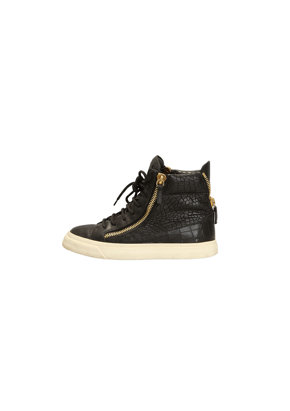EMBOSSED LEATHER HIGH TOP SNEAKERS 35