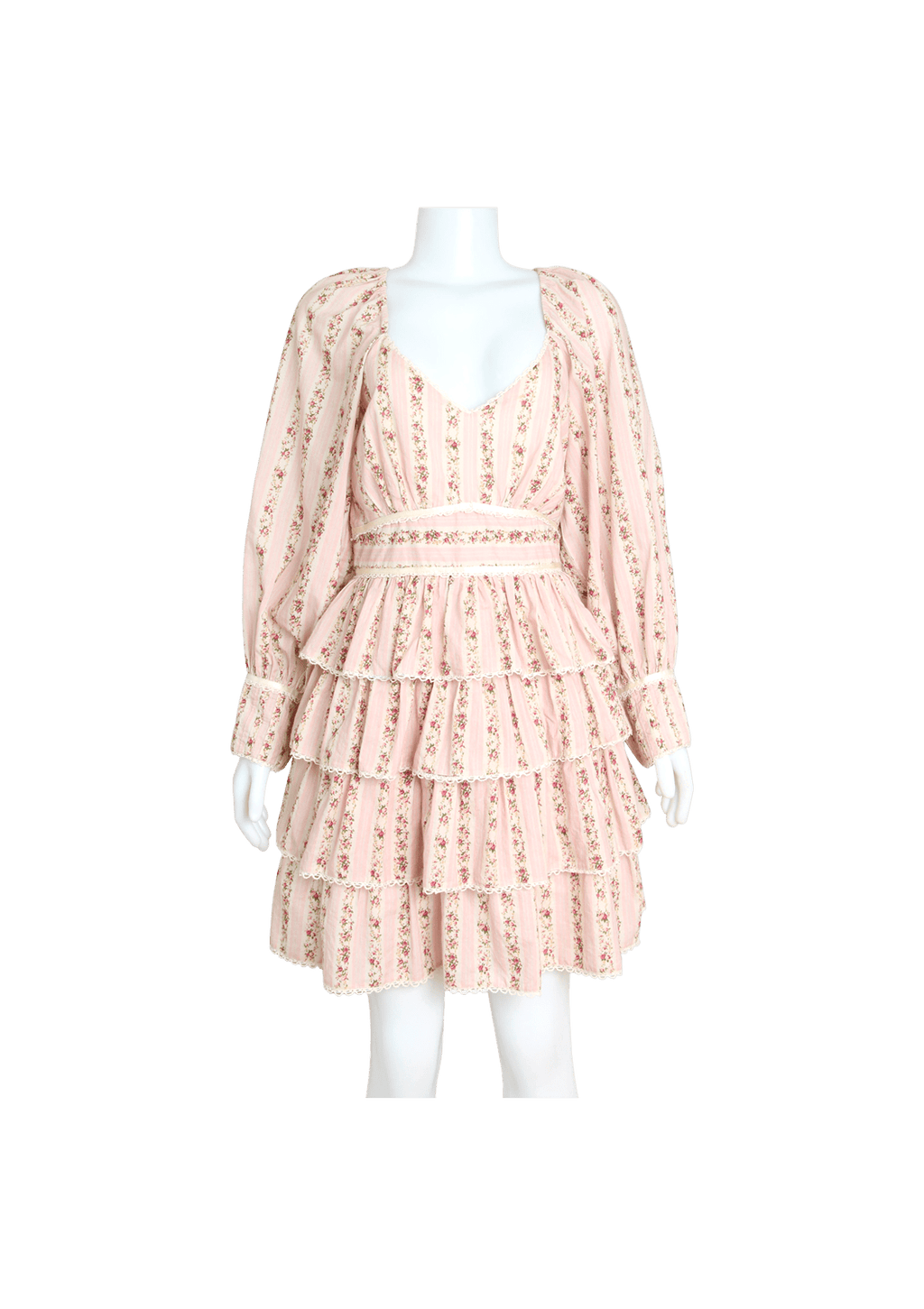 VESTIDO LOVE SHACK FANCY MACAROON ASTOR FLORAL RUFFLE MINI DRESS P ROSA