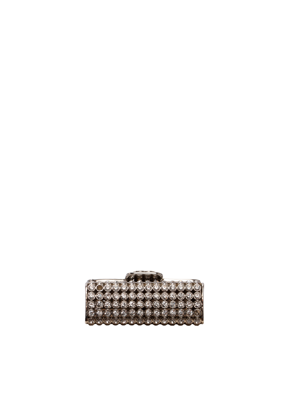 METAL AND STRASS CRYSTAL FLAP BAG NECKLACE