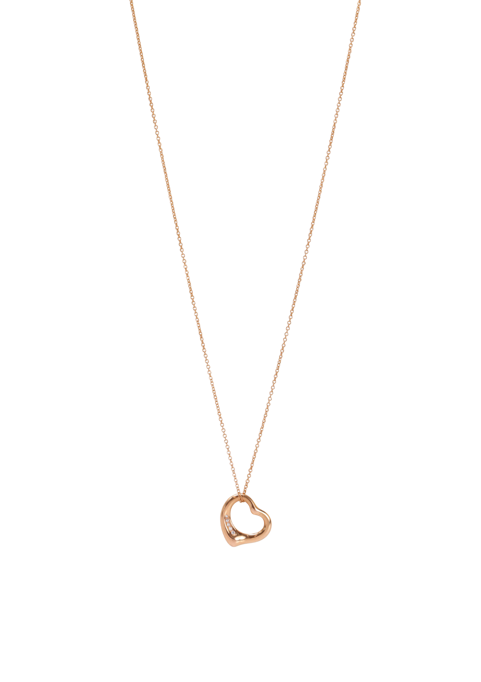 18K OPEN HEART DIAMOND PENDANT NECKLACE