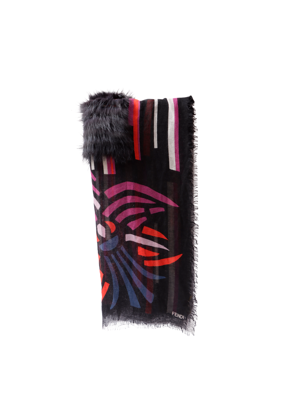 FUR CASHMERE AND SILK SCARF
