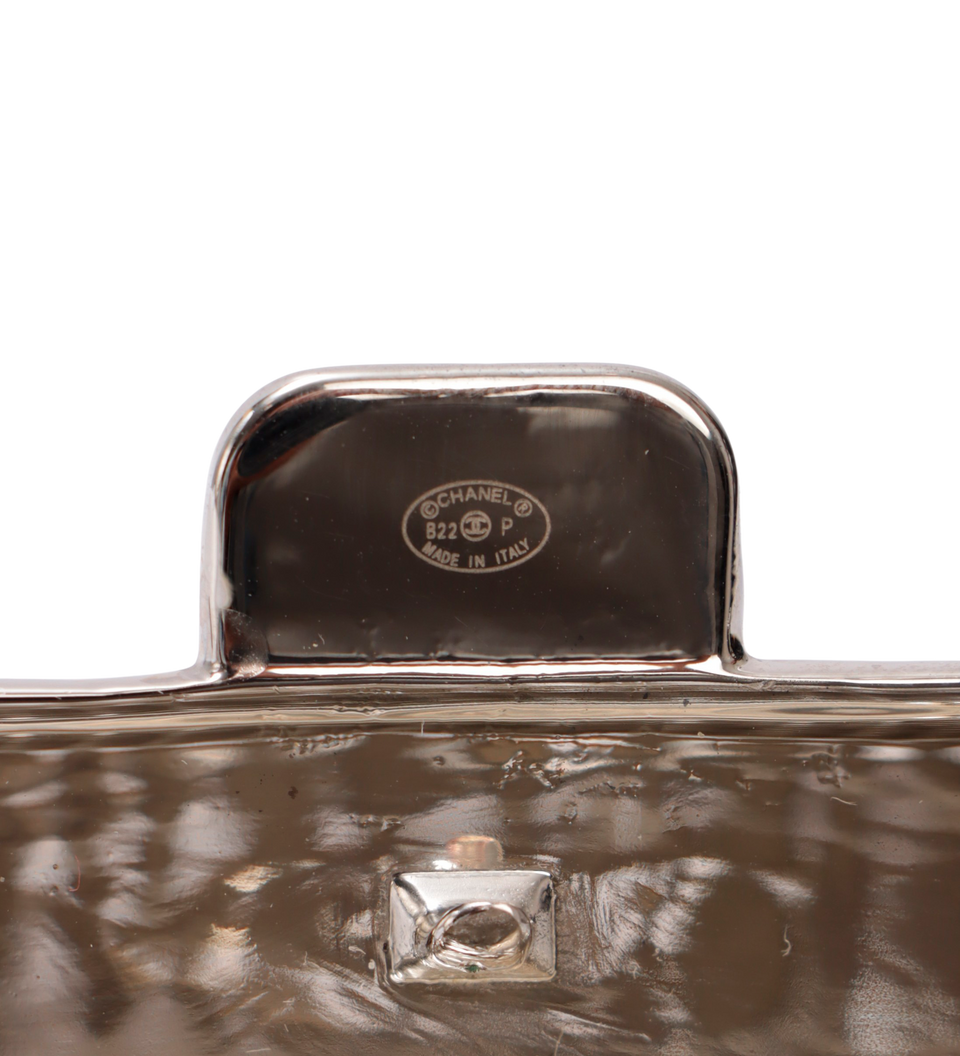 METAL AND STRASS CRYSTAL FLAP BAG NECKLACE