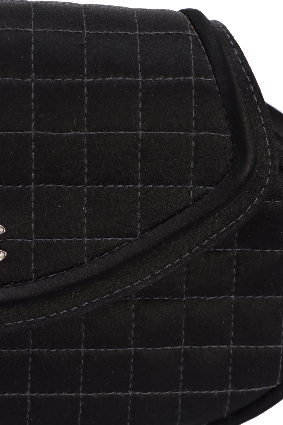 CC CHOCOLATE BAR SATIN QUILTED WRISTLET BOW CLUTCH