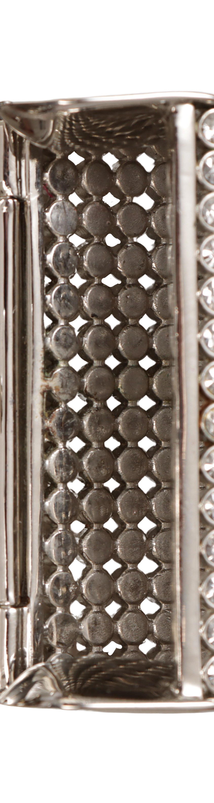 METAL AND STRASS CRYSTAL FLAP BAG NECKLACE