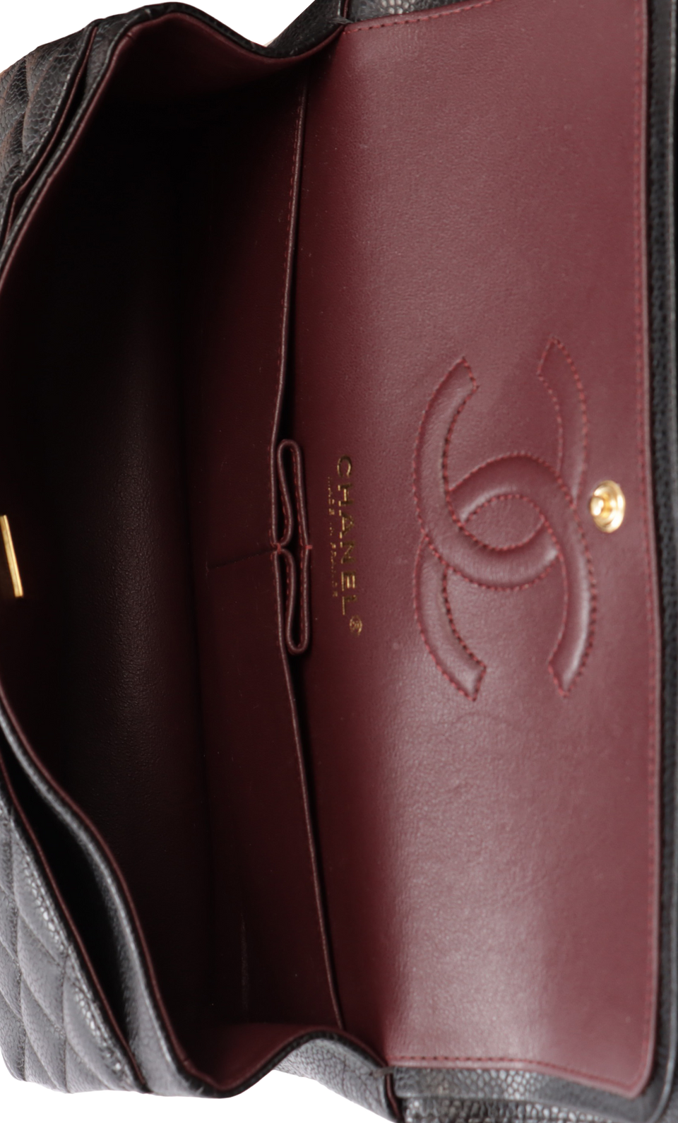 MEDIUM EAST WEST CLASSIC DOUBLE FLAP CAVIAR