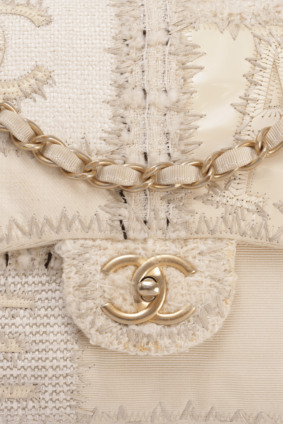 TWEED PATCHWORK FLAP BAG