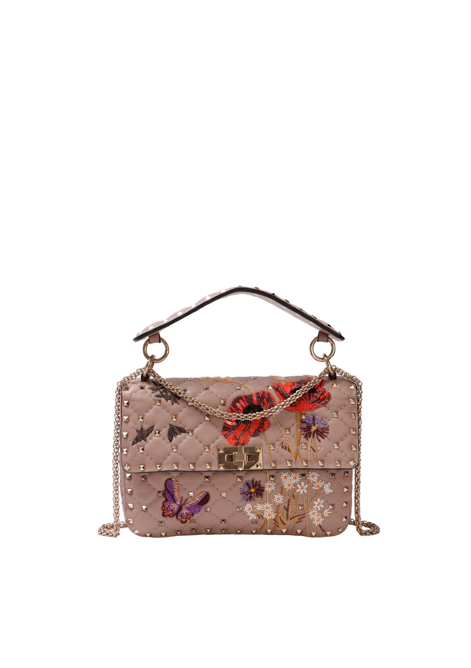 MEDIUM ROCKSTUD EMBELLISHED SPIKE FLAP BAG