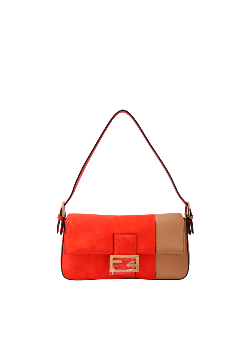 SUEDE AND LEATHER BAGUETTE BAG
