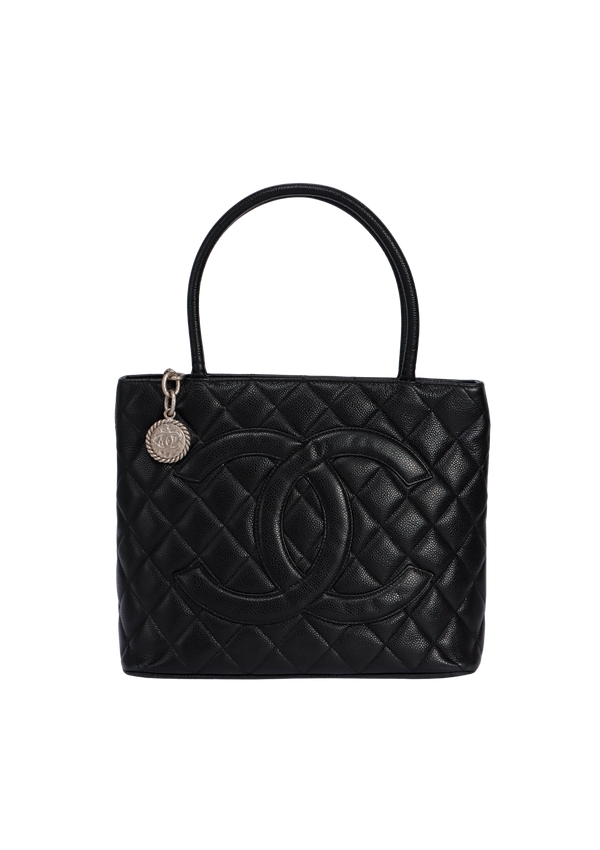 MEDALLION QUILTED TOTE CAVIAR