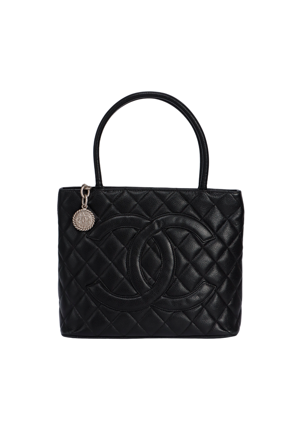 MEDALLION QUILTED TOTE CAVIAR