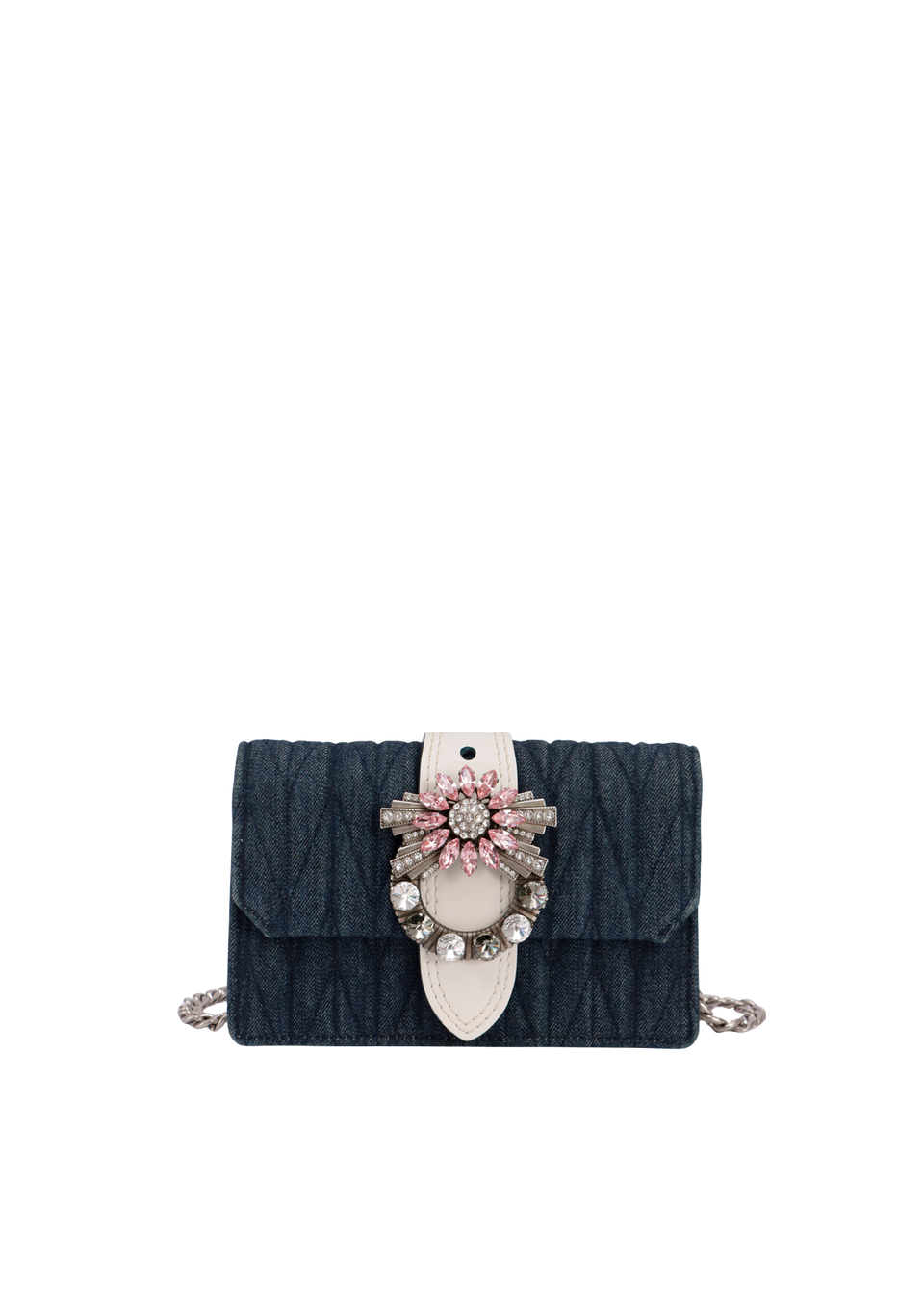 MATELASSÉ CRYSTAL LADY DENIM SHOULDER BAG