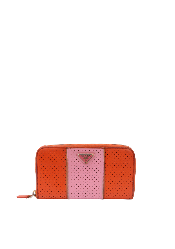SAFFIANO PERFORATED ZIP AROUND WALLET