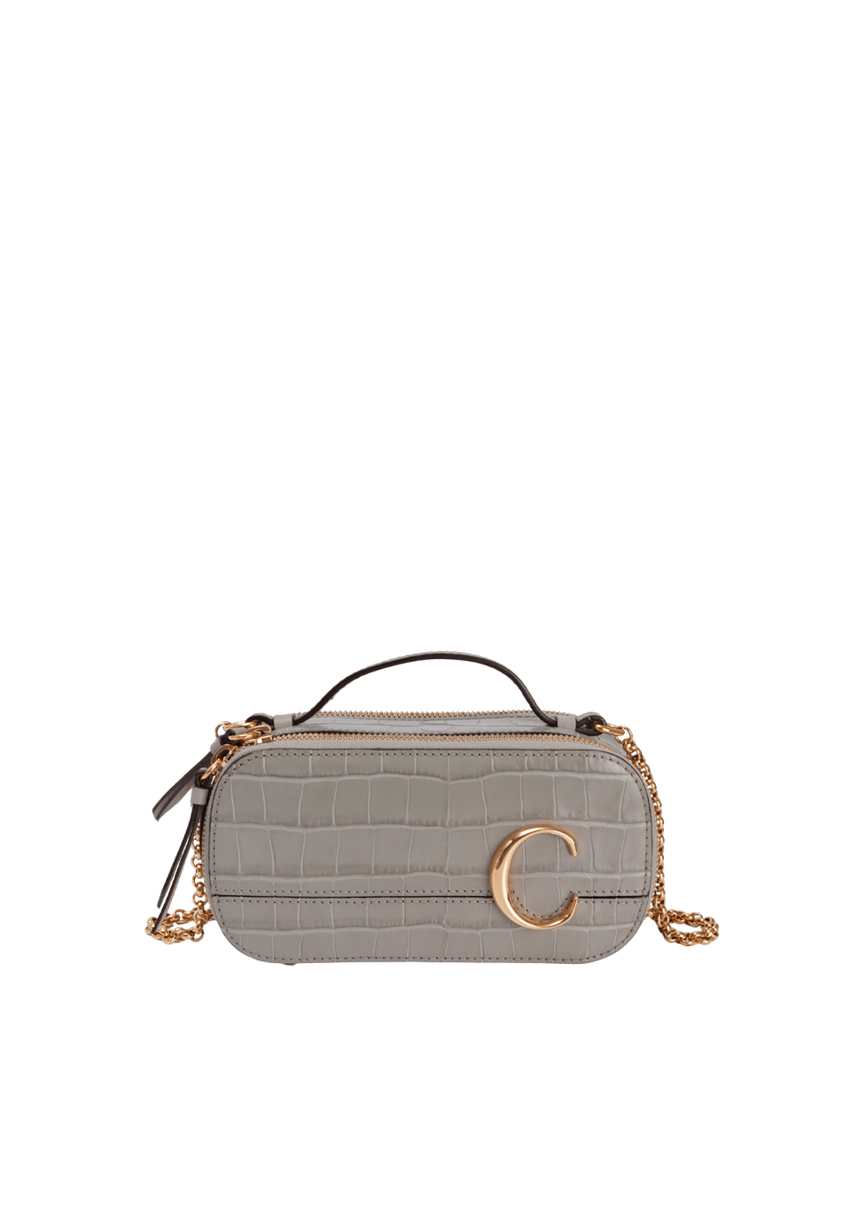 CROCODILE EMBOSSED MINI C VANITY BAG
