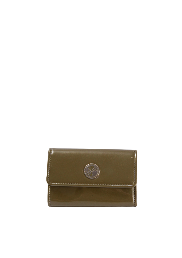 PATENT LEATHER FLAP WALLET