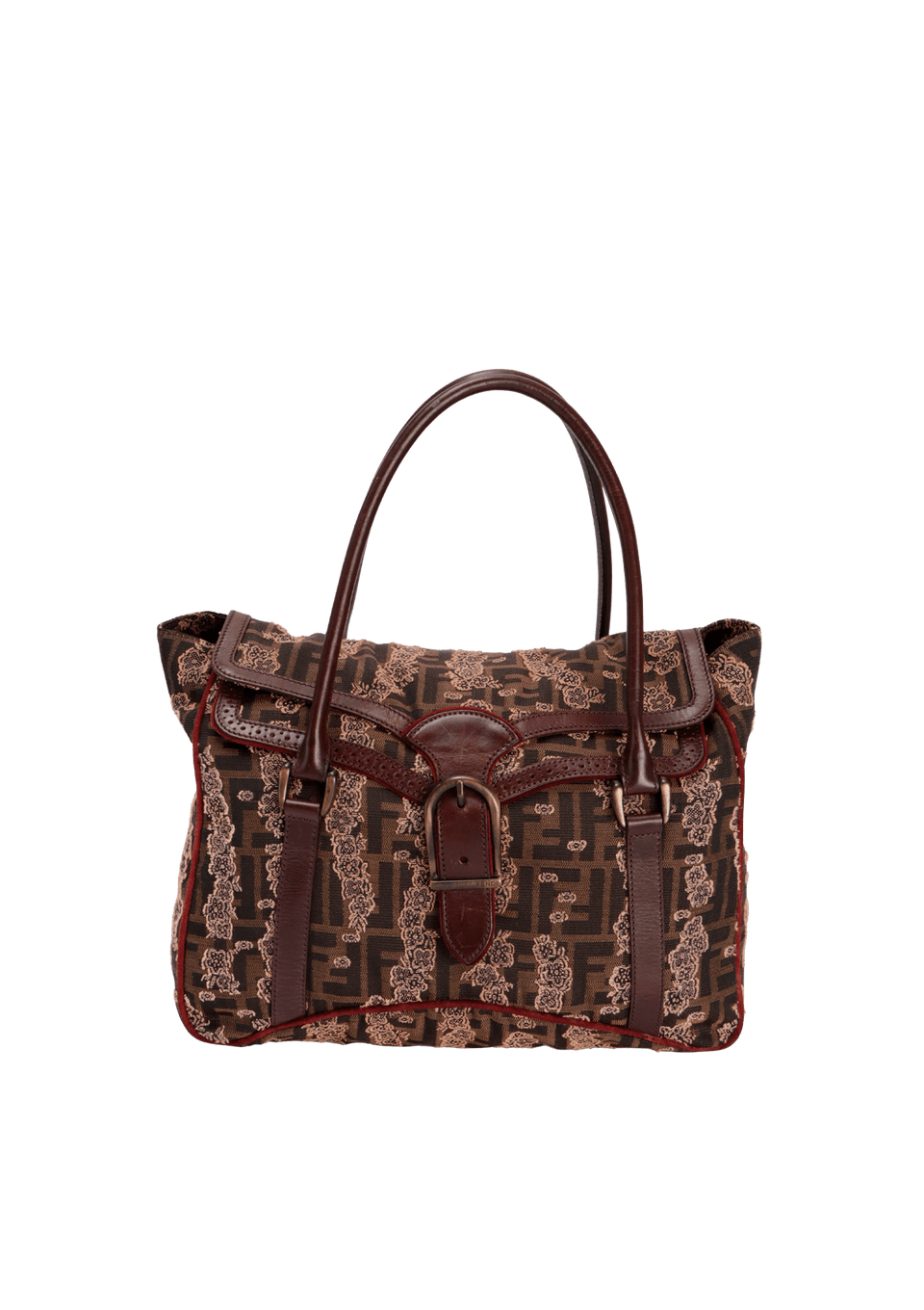 EMBROIDERED ZUCCA BUCKLE FLAP SHOULDER BAG