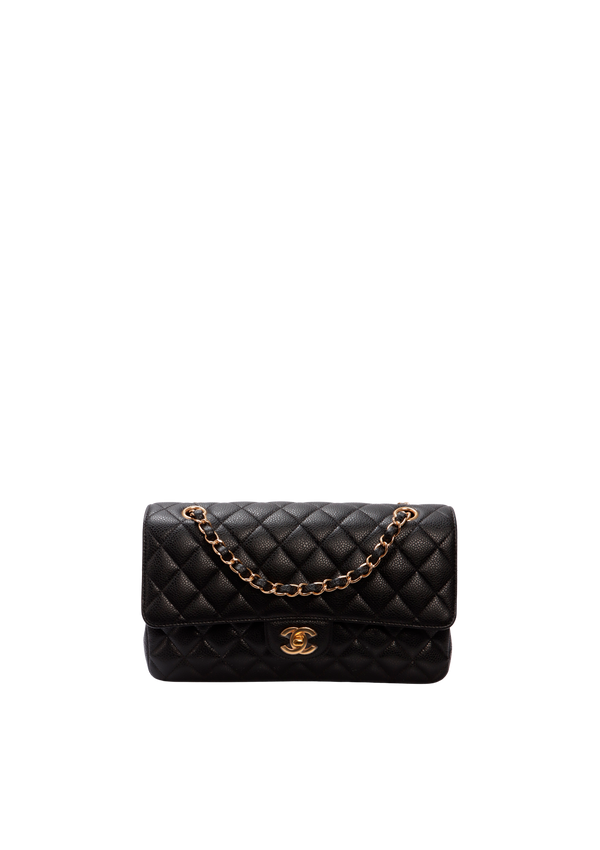 MEDIUM EAST WEST CLASSIC DOUBLE FLAP CAVIAR