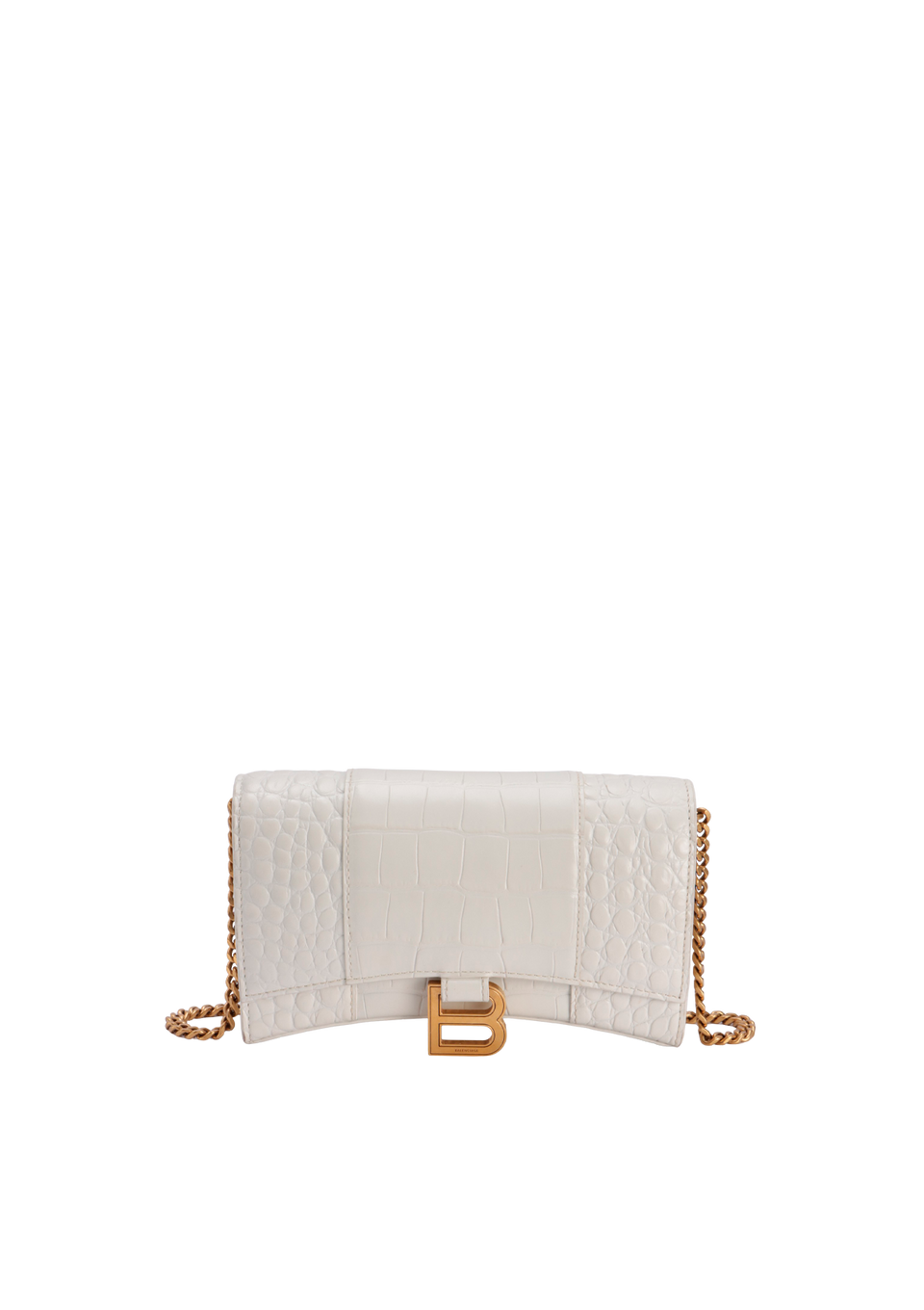 HOURGLASS WALLET ON CHAIN CROCODILE EMBOSSED