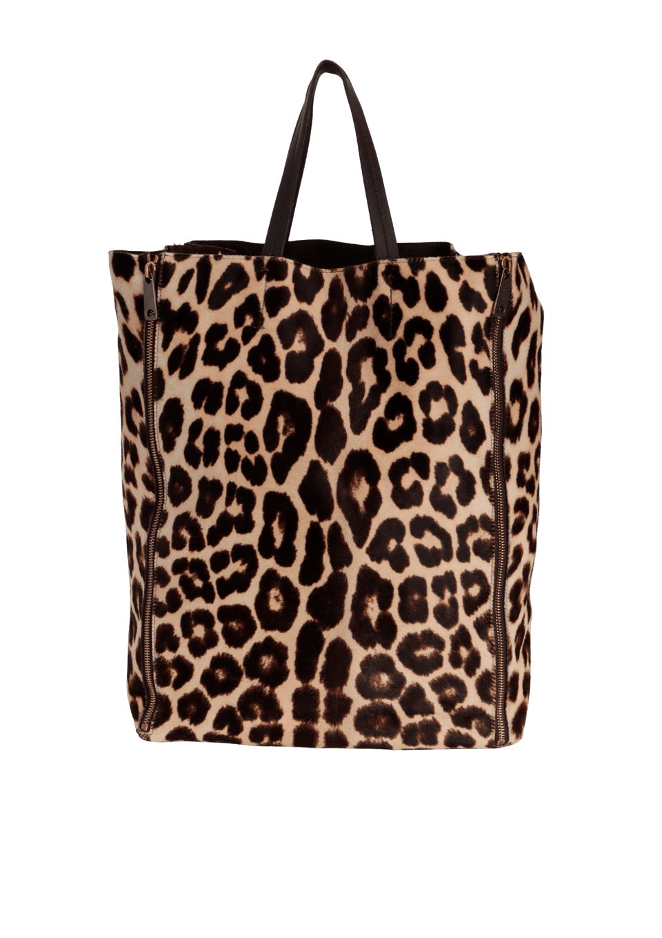 LEOPARD VERTICAL GUSSET CABAS TOTE