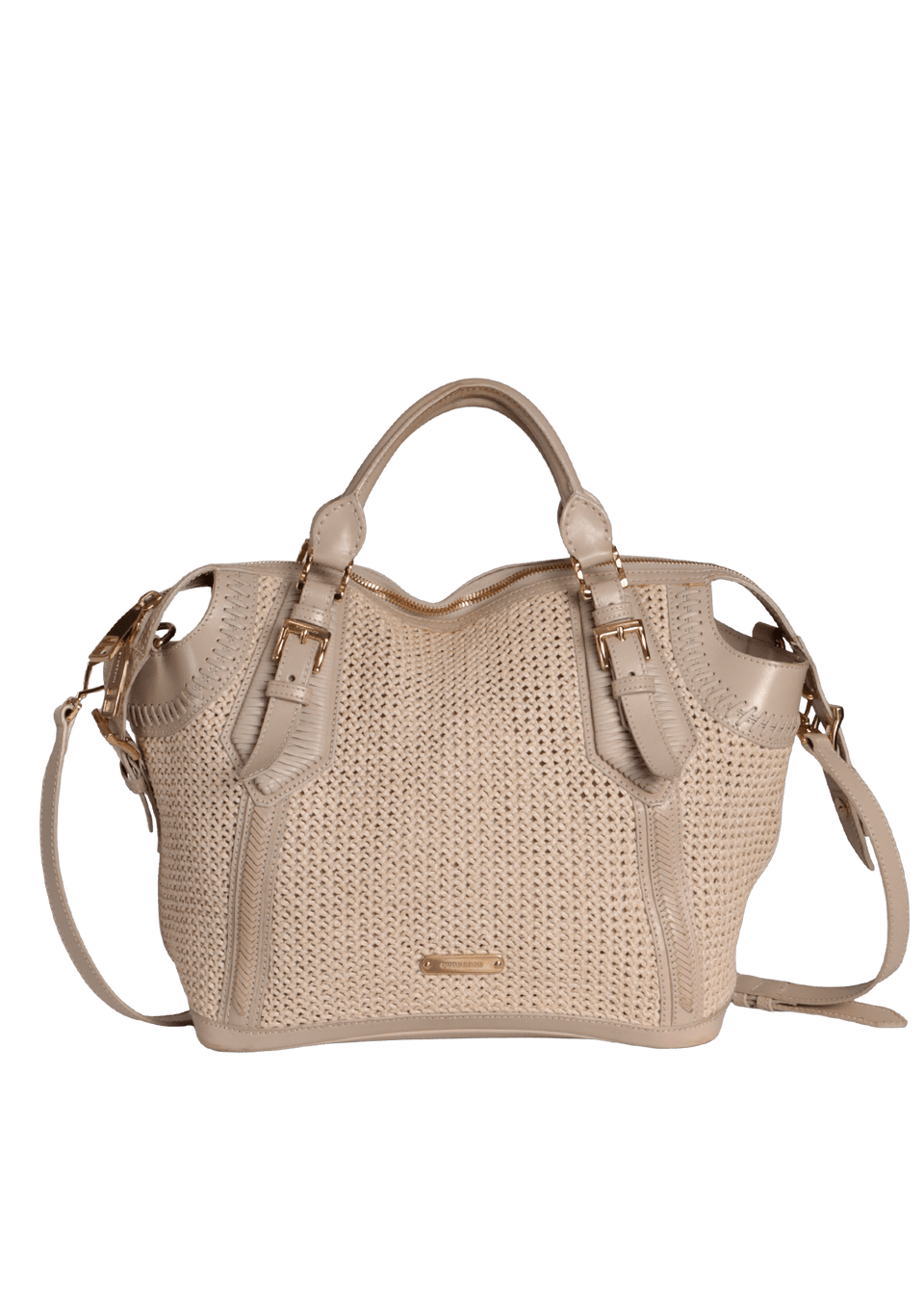RAFFIA TRIMMED SATCHEL BAG