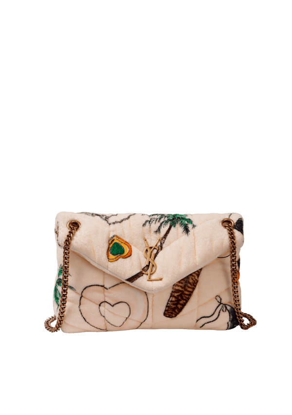 TERRYCLOTH PRINT SMALL PUFFER BAG