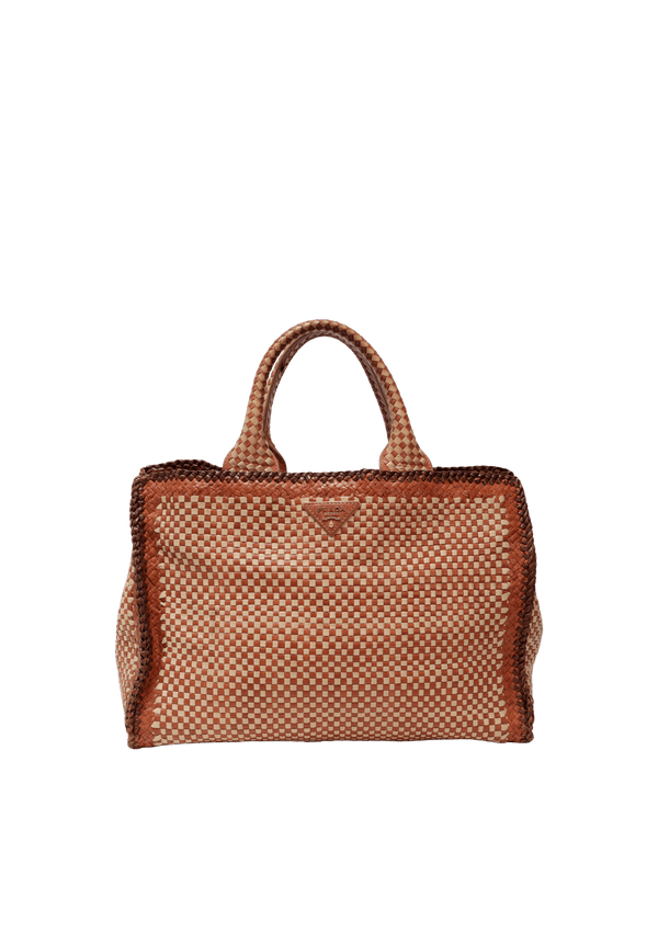 SMALL MADRAS CONVERTIBLE WOVEN BAG