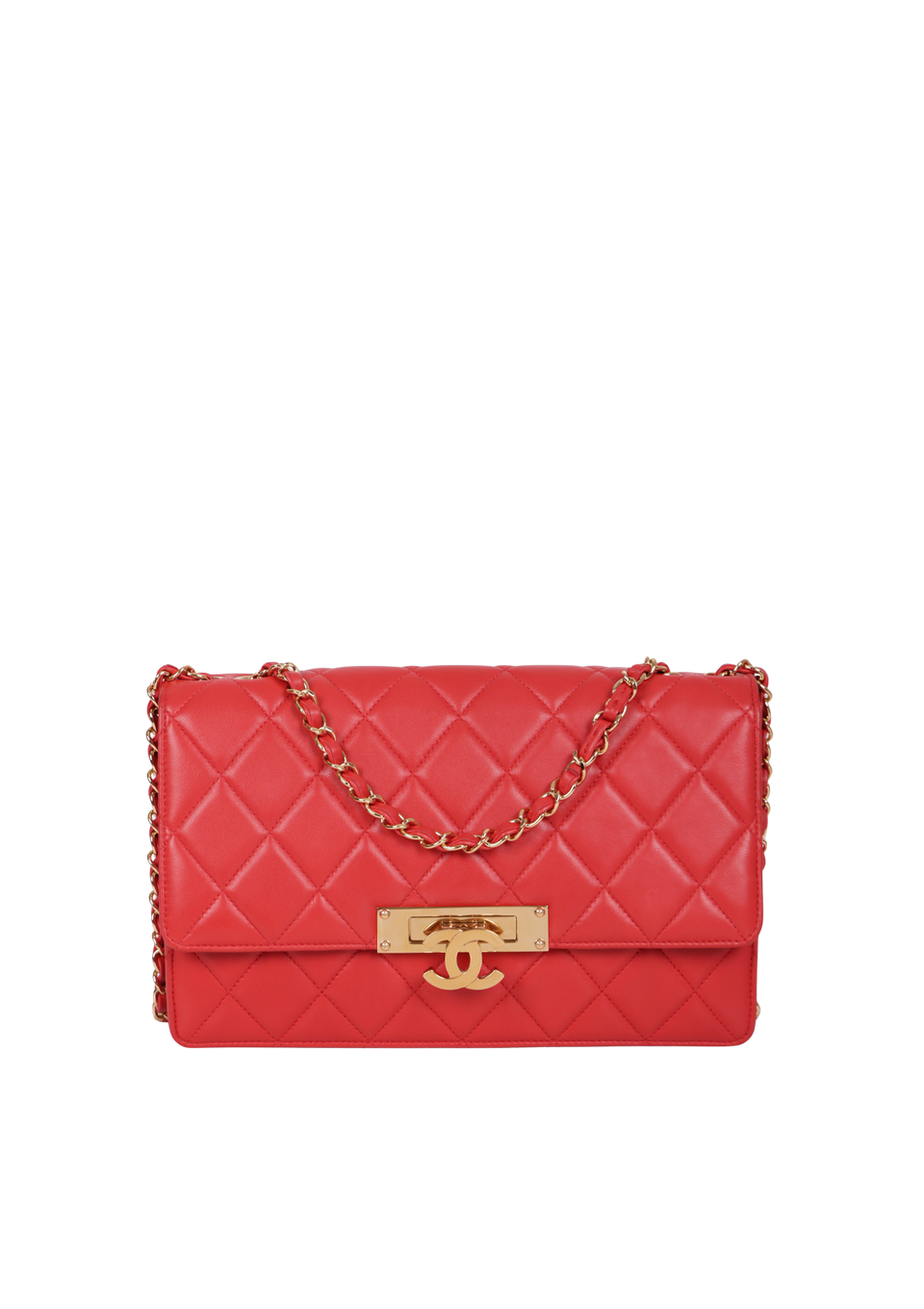 LARGE GOLDEN CLASS FLAP BAG