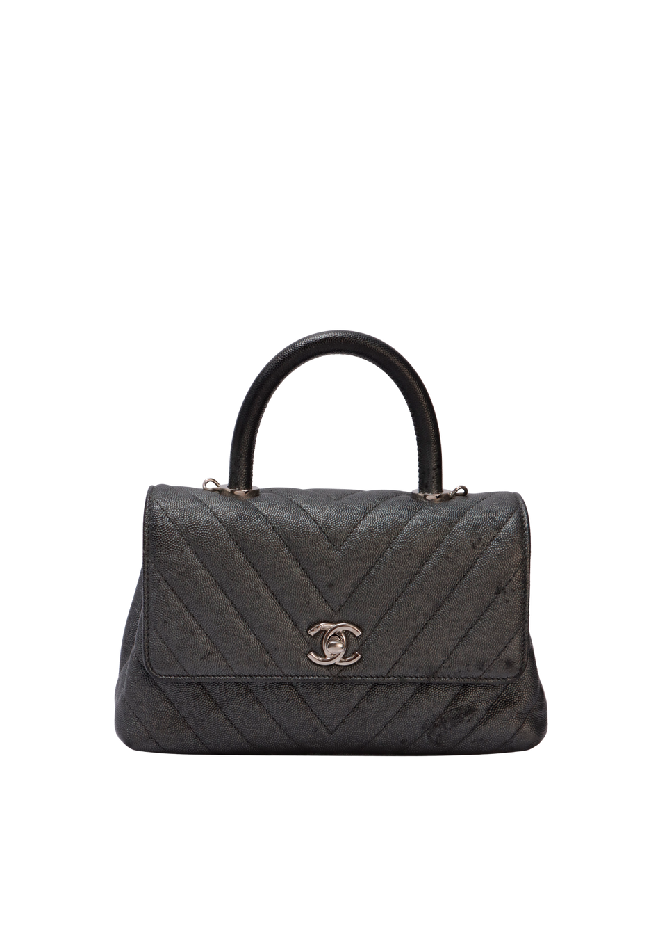 SMALL CHEVRON COCO HANDLE BAG CAVIAR